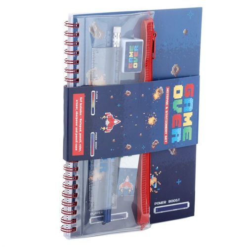 Game Over Ring Bound Notepad & Pencil Case 6 Piece Stationery Set