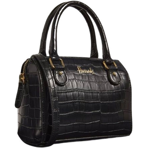 Mini Croc-Embossed Barrel Bag - This Harrods barrel bag will keep essentials safe on the go. Imagined in faux crocodile skin with gold-tone accents, it opens to reveal a spacious interior with a zipped pocket, while the detachable shoulder strap allows for versatile styling.