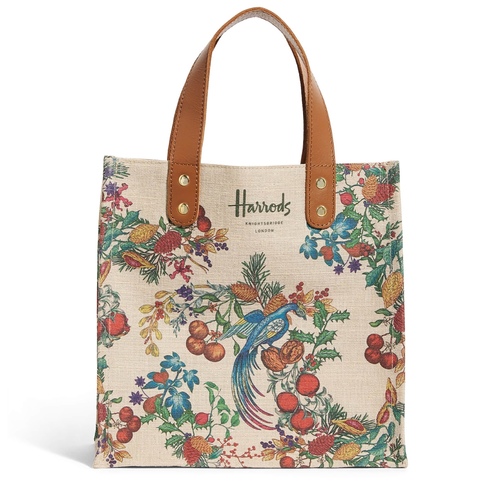 HARRODS THE GREAT FEAST JACQUARD SHOPPER BAG SMALL