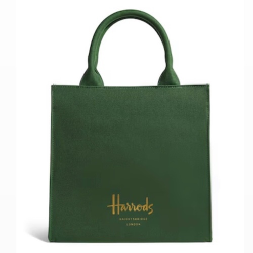 HARRODS SMALL COTTON LOGO TOTE BAG