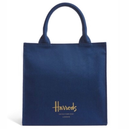 HARRODS SMALL COTTON LOGO TOTE BAG