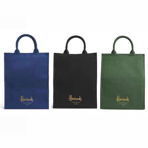 HARRODS MEDIUM COTTON LOGO TOTE BAG - 37X30X10 CM