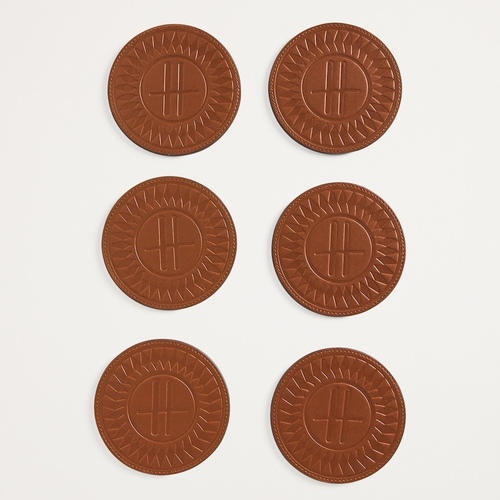 HARRODS Logo Leather Coasters (Set of 6 )