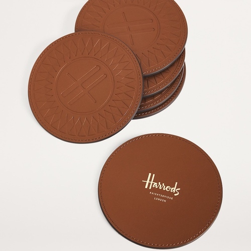 HARRODS Logo Leather Coasters (Set of 6 )
