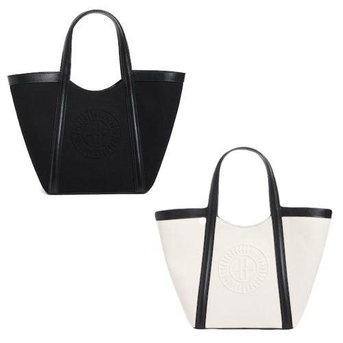 HARRODS medium Canvas-Leather Embossed Tote Bag