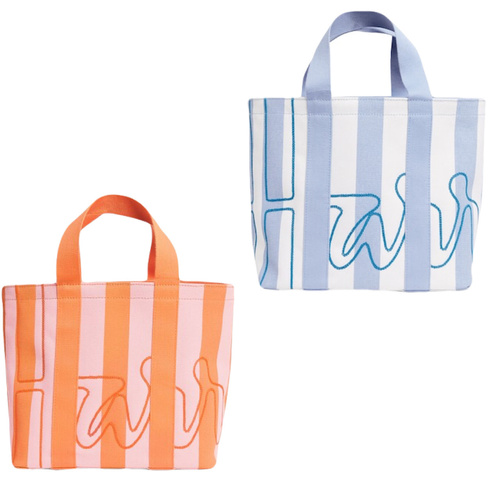 HARRODS Mini Cotton Stripe Logo Tote Bag