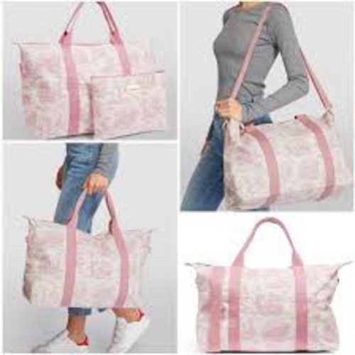 HARRODS Toile Overnight Packable Bag and Pouch Set